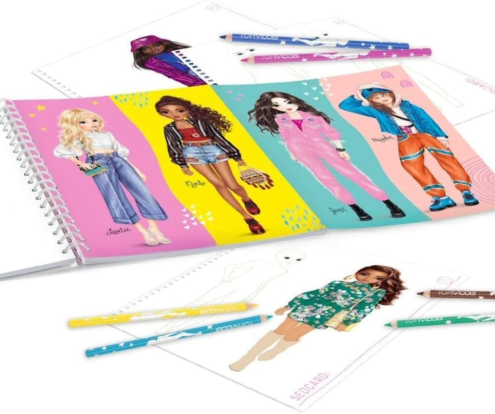 Depesche 11504 TOPModel - Create your TOPModel Colouring Book with 40 Pages, Pre-Printed Models for Colouring and Colouring, Approx. 24.2 x 21 cm