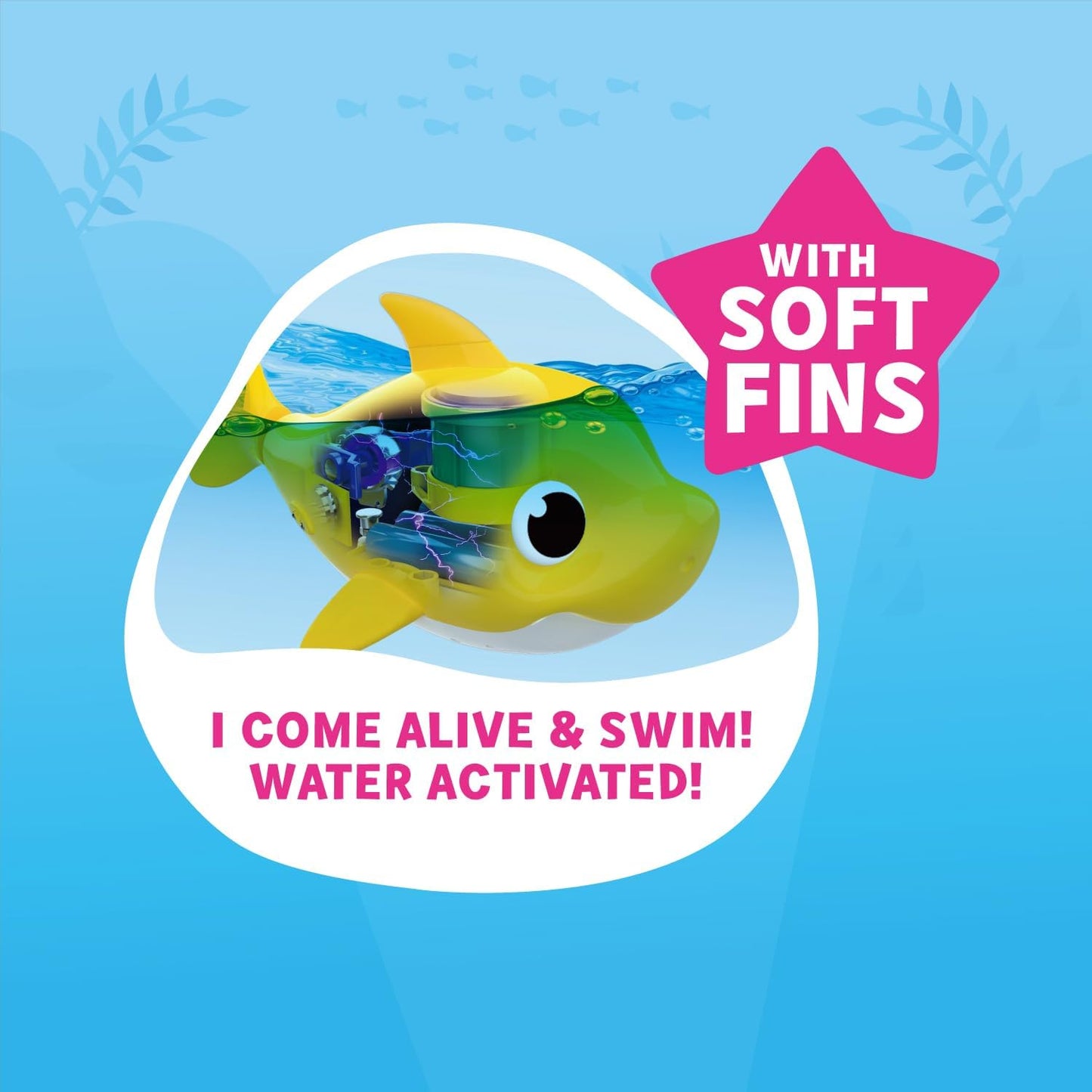 Robo Alive Junior Baby Shark New Silicon Fins Version Swimming Baby Shark (Yellow) by ZURU