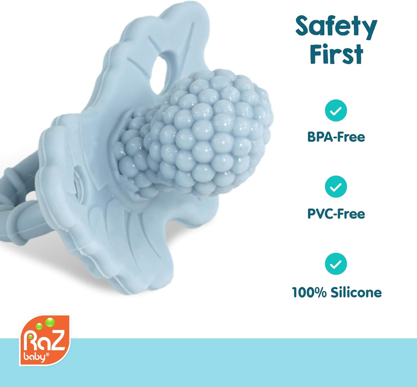 RaZberry Teether, 3m+, Soft Silicone, Pack of 2, Red and Blue