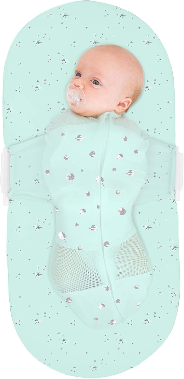 Happiest Baby SNOO Bassinet Fitted Sheet - 100% Organic Cotton Nursery Bedding - Fits SNOO Sleeper Crib Mattress (Teal Galaxy)