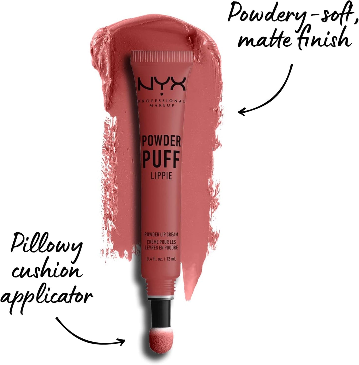 NYX PROFESSIONAL MAKEUP Powder Puff Lippie Lip Cream, Liquid Lipstick, Lightweight, Powdery Matte Finish, Soft Puffy Applicator, Shade: Best Buds 08, 0.021 kg