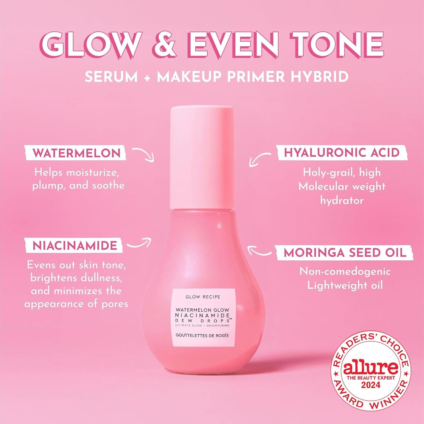 Glow Recipe Watermelon Glow Niacinamide Dew Drops highlighting serum, 40 ml