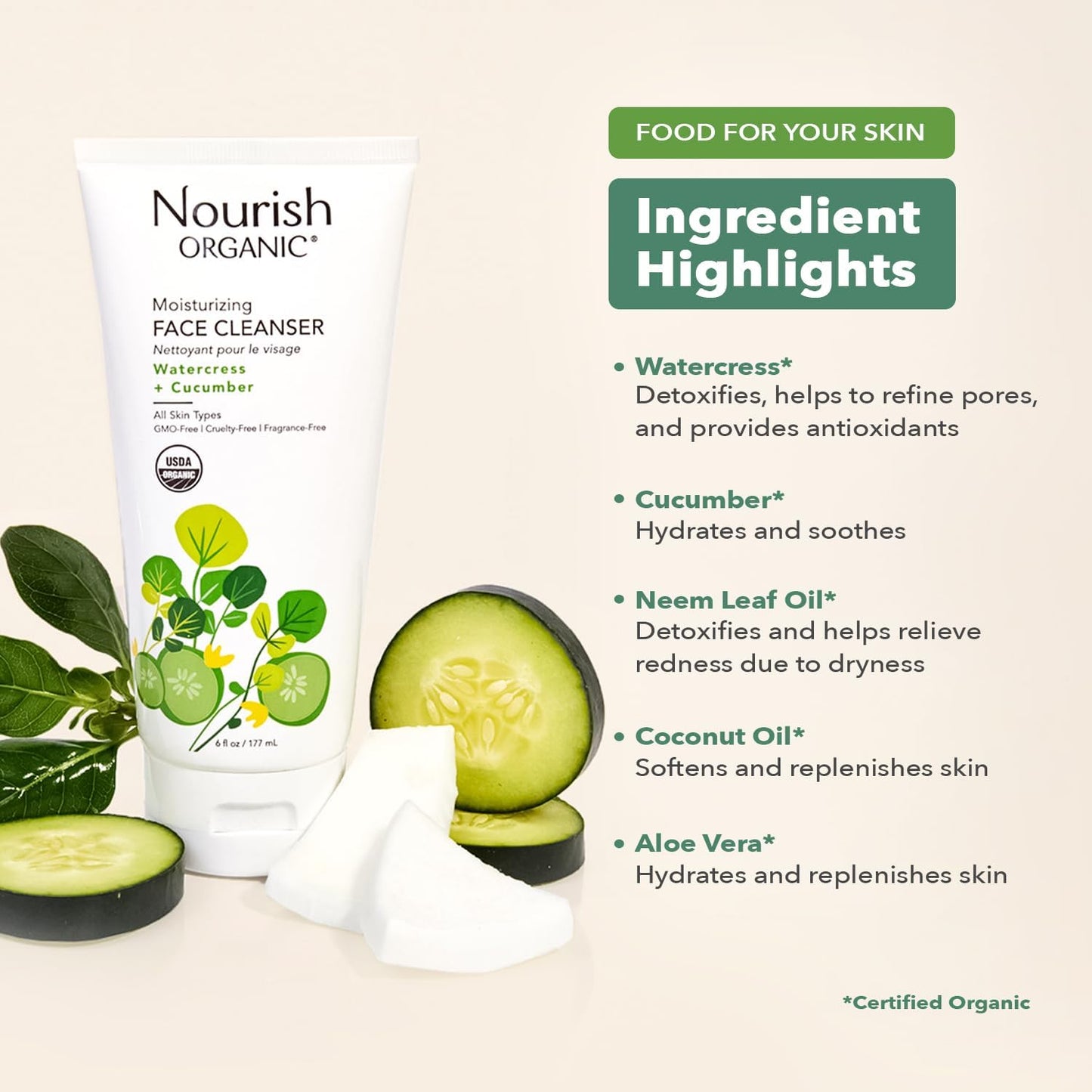 Nourish Organic Face Cleanser - 177 ml