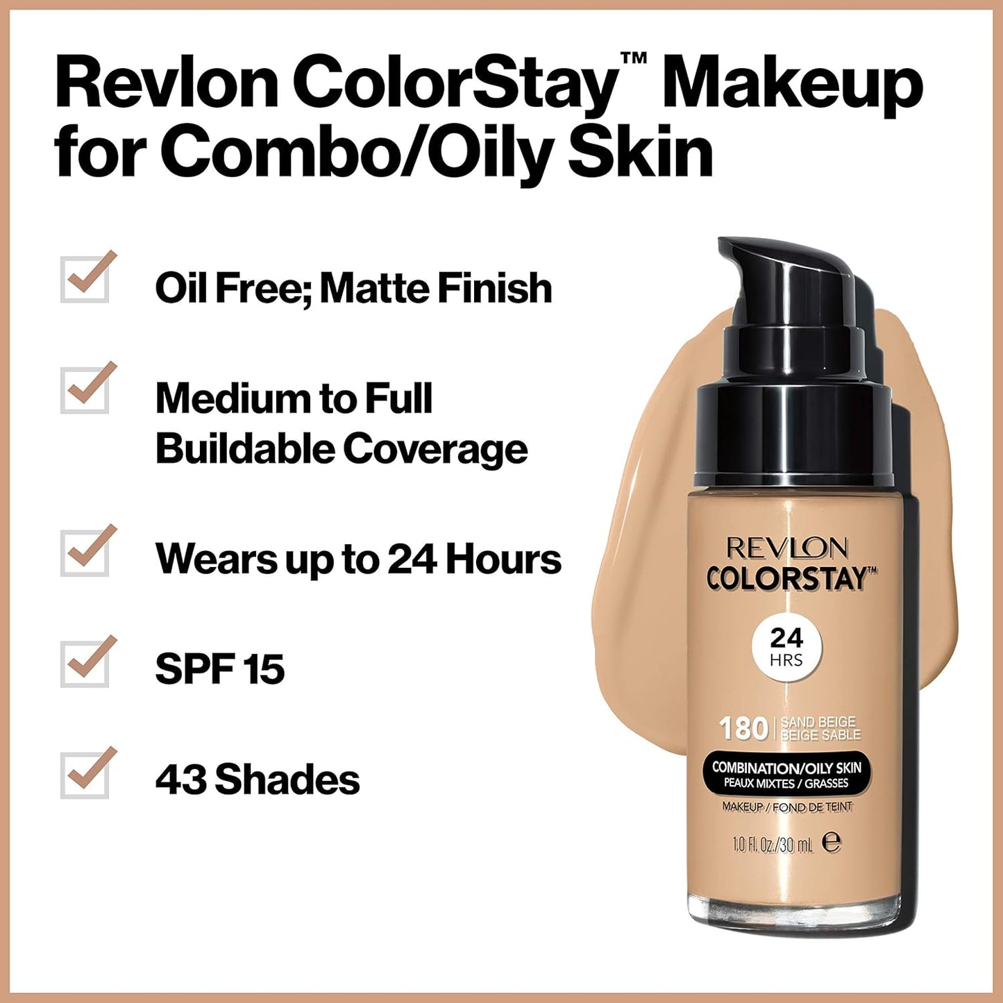 Revlon Colorstay Longwear Makeup Combination/ Oily Skin, 340 Early Tan, 30 ml