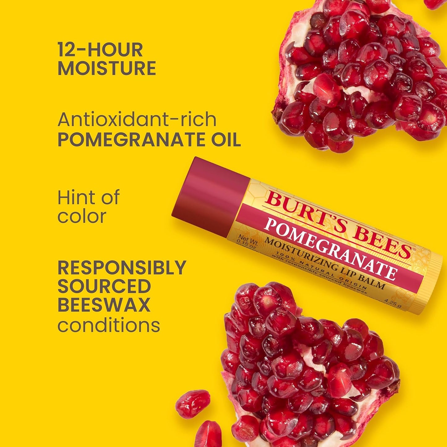 Burts Bees Pomegranate Moisturizing Lip Balm Twin Pack for Unisex - 2 x 0.15 oz