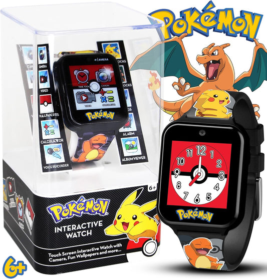 Accutime POK4231AZ Pokemon Pikachu Digital Smartwatch for Kids, 40 mm Diameter, Black