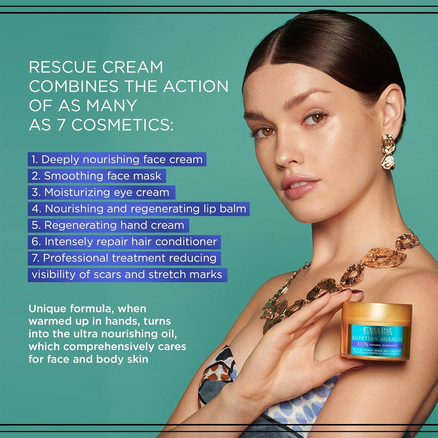 Eveline Cosmetics Egyptian Miracle Multi-Purpose Rescue Cream for Face, 40 ml