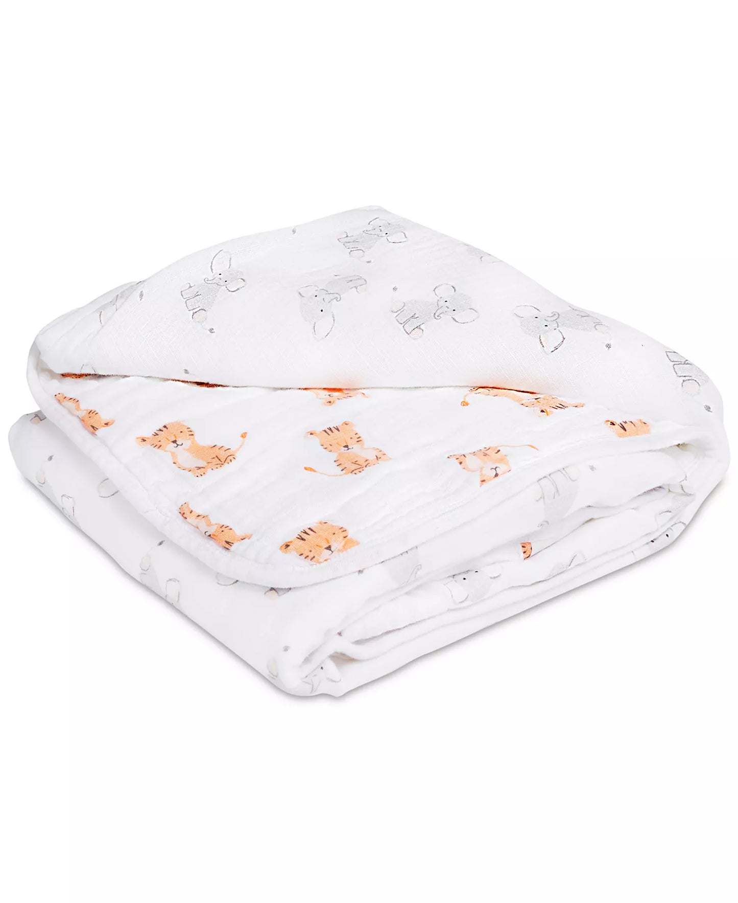 Aden + Anais Muslin Blanket, 100% cotton muslin, 112x112 cm Tigers and Elephants
