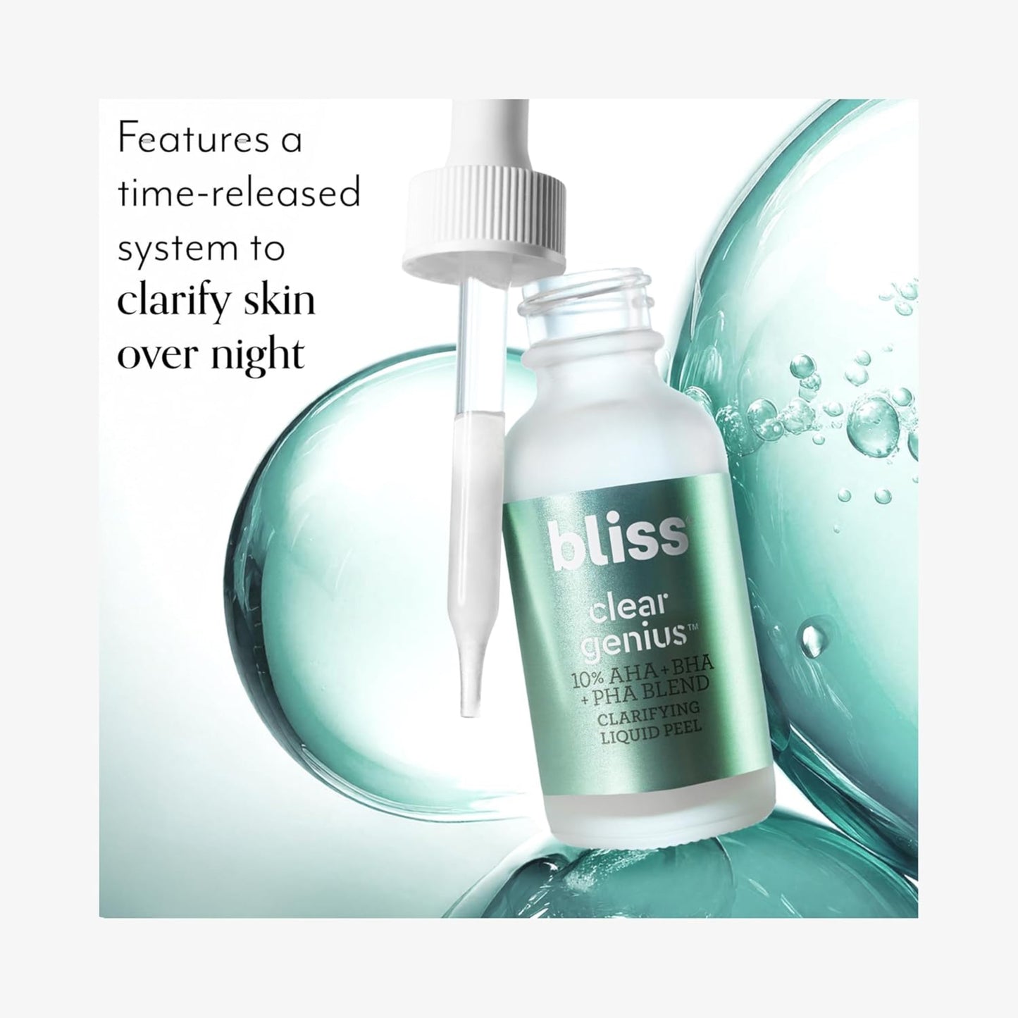 Bliss Clear Genius Clarifying Overnight Liquid Peel 10% AHA+BHA+PHA Blend 30 ml