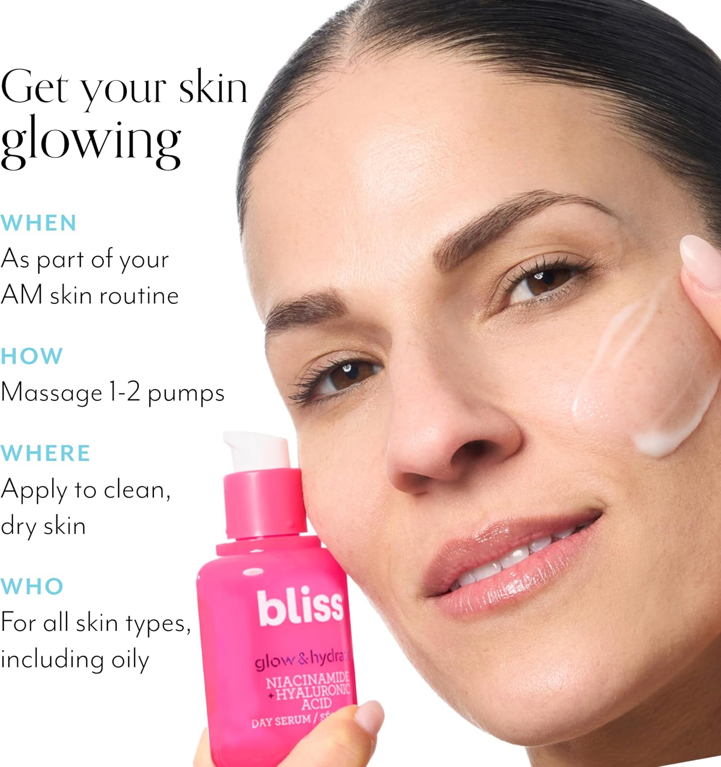 Bliss Glow & Hydrate Day Serum, Replenishing & Hydrating Face Serum with Niacinamide, Hyaluronic Acid & Vitamin E, Vegan & Cruelty-Free, 30ml