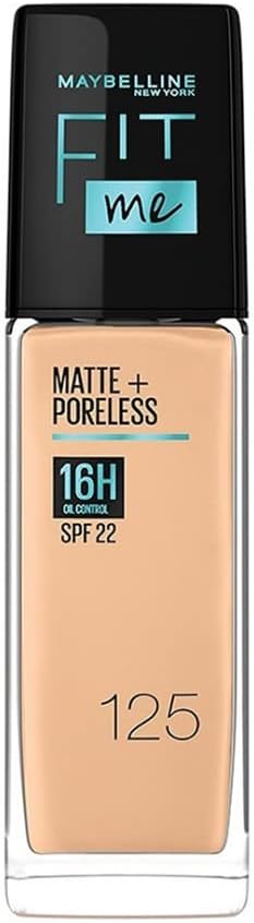 Maybelline New York Fit Me Matte+Poreless Liquid Foundation, 125 Nude Beige, 30ml