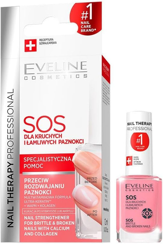Eveline Cosmetics Nail Therapy Professional SOS, For Brittle & Broken Nails, 12 ml
