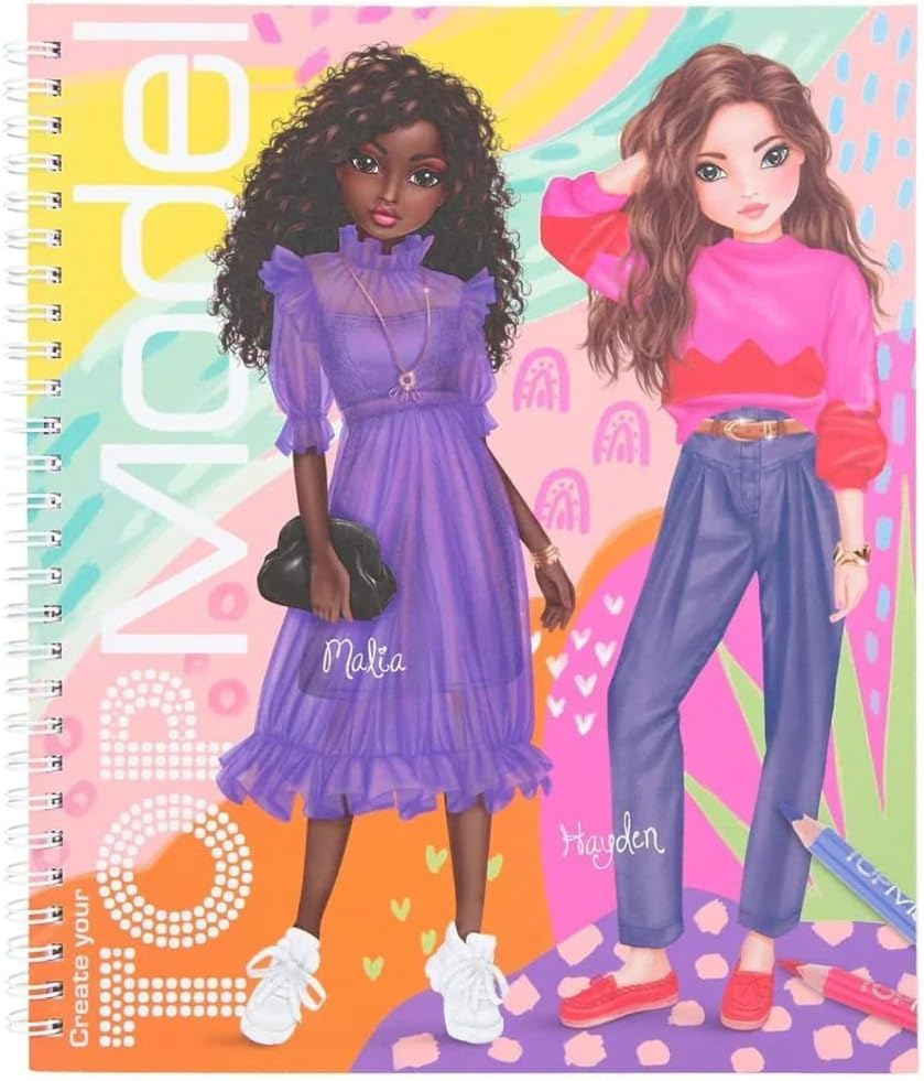 Depesche 11504 TOPModel - Create your TOPModel Colouring Book with 40 Pages, Pre-Printed Models for Colouring and Colouring, Approx. 24.2 x 21 cm