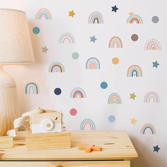 i-Beeboo Boho Rainbow Wall Decals Stickers for Baby Kids Room Girls Bedroom Wall Decor