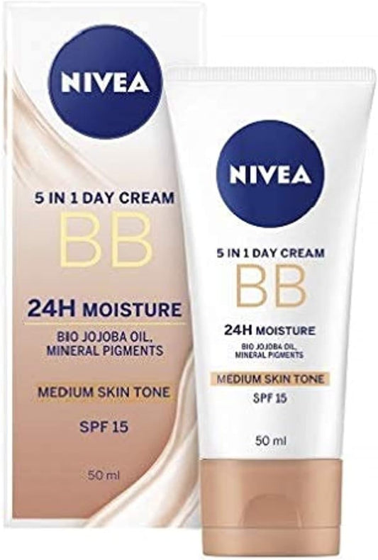 NIVEA 5in1 Day Cream BB – Medium Skin Tone, SPF 15, 50ml
