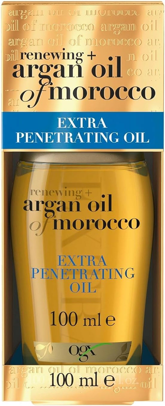OGX, Hair Oil, Renewing+ Argan Oil of Morocco, Extra Penetrating Oil, Dry & Coarse Hair Types, New Formula, 100ml