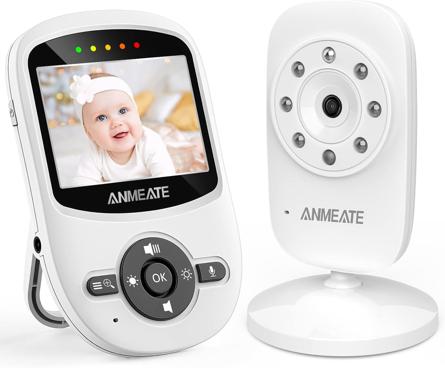 ANMEATE Video Baby Monitor with Digital Camera, Digital 2.4Ghz Wireless Video Monitor with Temperature Monitor, 960ft Transmission Range, 2-Way Talk, Night Vision, High Capacity Battery
