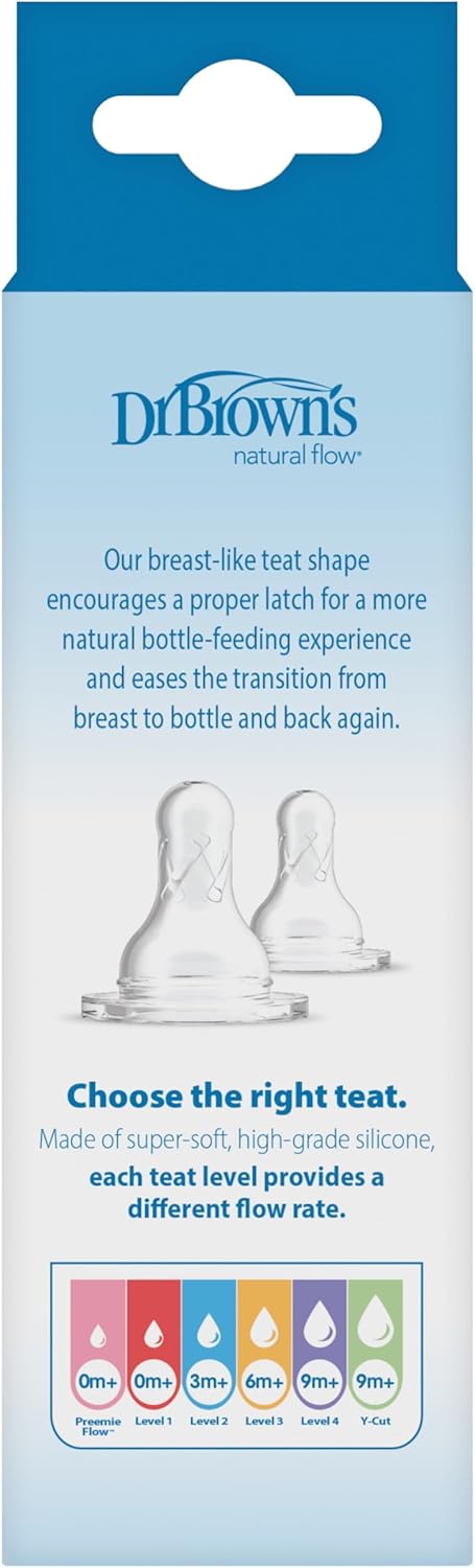 Dr. Brown’s Natural Flow Anti-Colic Narrow Baby Bottle, 2oz/60ml with Preemie Flow Teat, 1-Pack