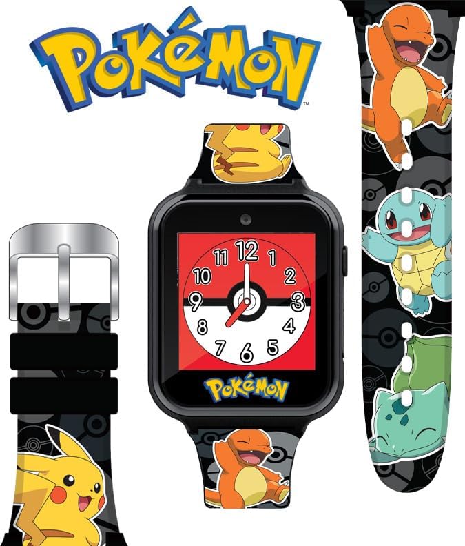Accutime POK4231AZ Pokemon Pikachu Digital Smartwatch for Kids, 40 mm Diameter, Black