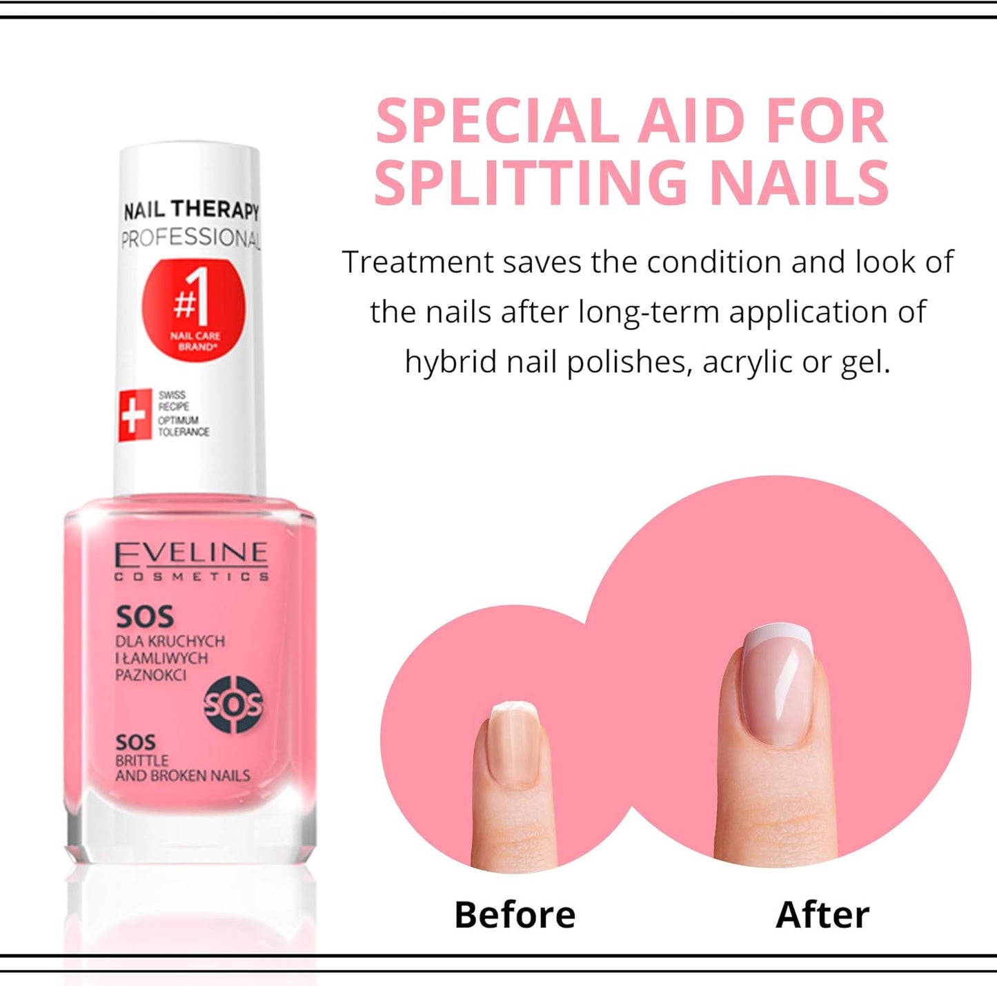 Eveline Cosmetics Nail Therapy Professional SOS, For Brittle & Broken Nails, 12 ml