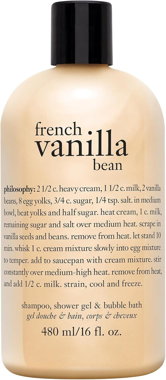 philosophy french vanilla bean shampoo, shower gel and bubble bath, 480 ml