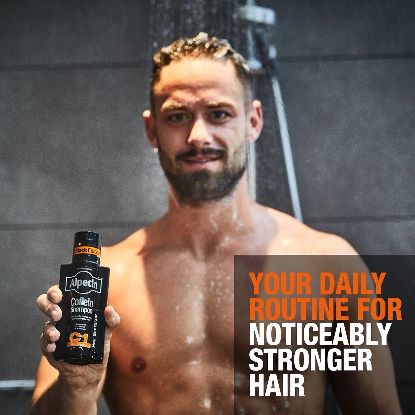 Alpecin Caffeine Shampoo C1 Black Edition, Men's Natural Hair Growth Shampoo, 250 ml