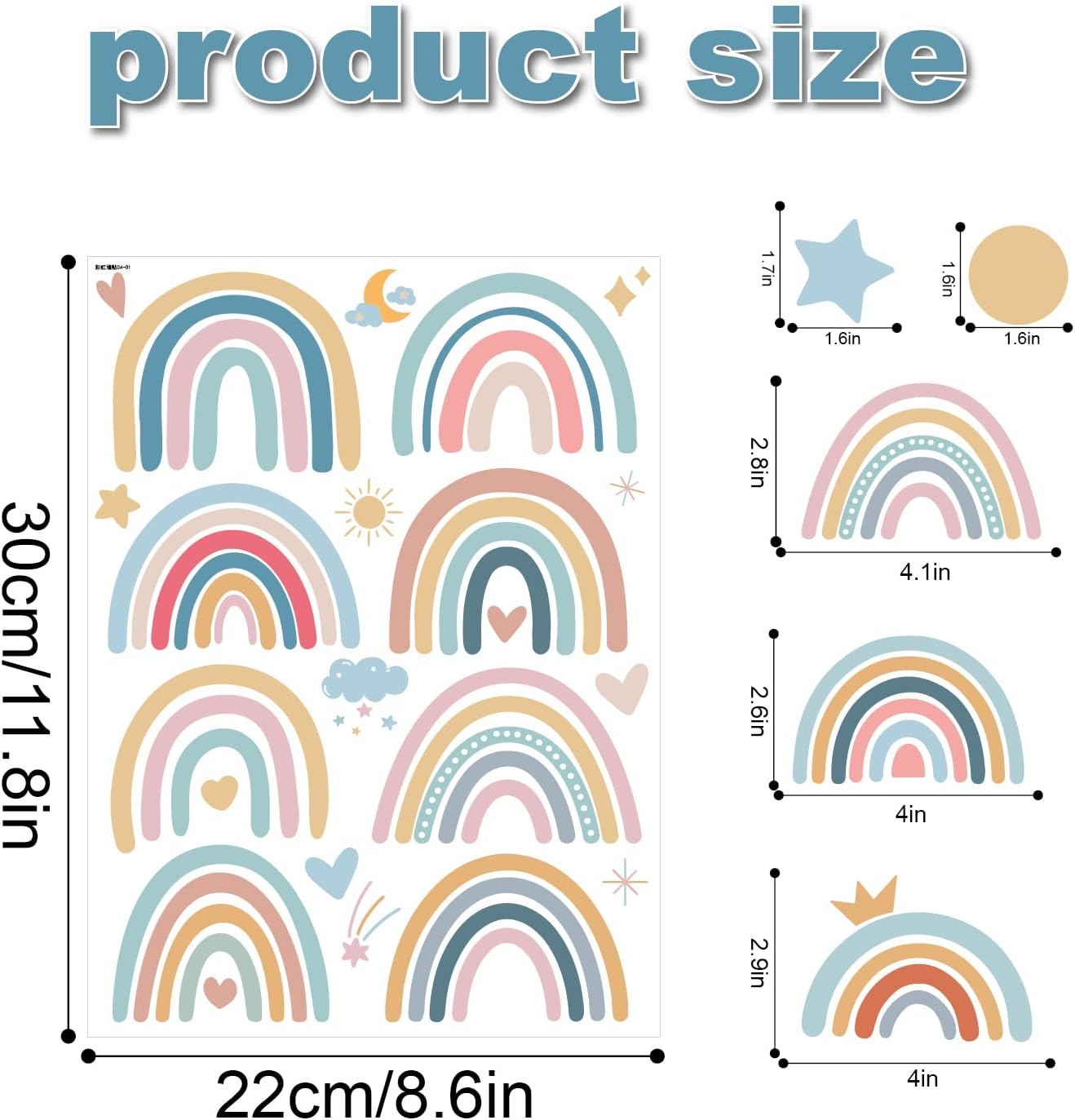 i-Beeboo Boho Rainbow Wall Decals Stickers for Baby Kids Room Girls Bedroom Wall Decor