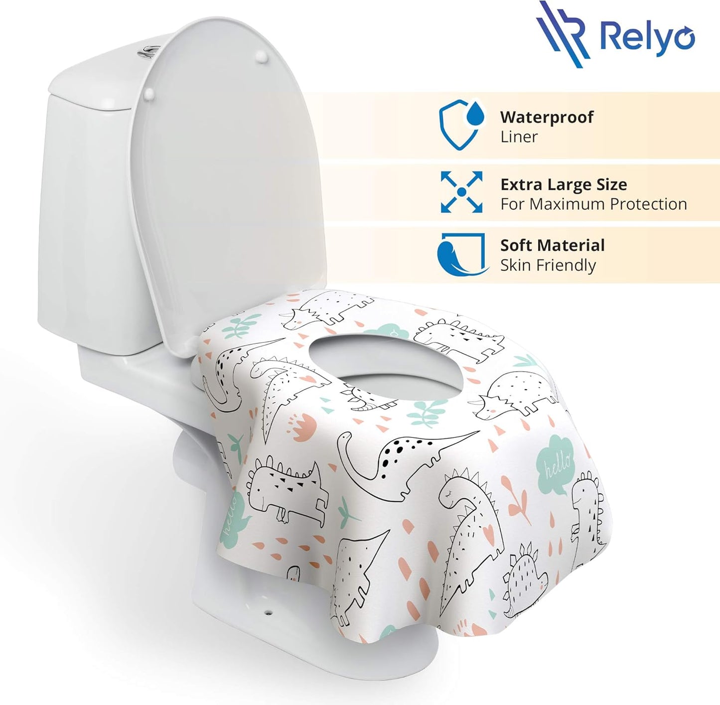 Relyo Toilet Seat Covers Disposable - 20 Pack - Waterproof (Dinosaurs)