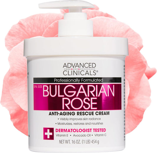 Advanced Clinicals Bulgarian Rose Anti-Aging Rescue Cream 454 g