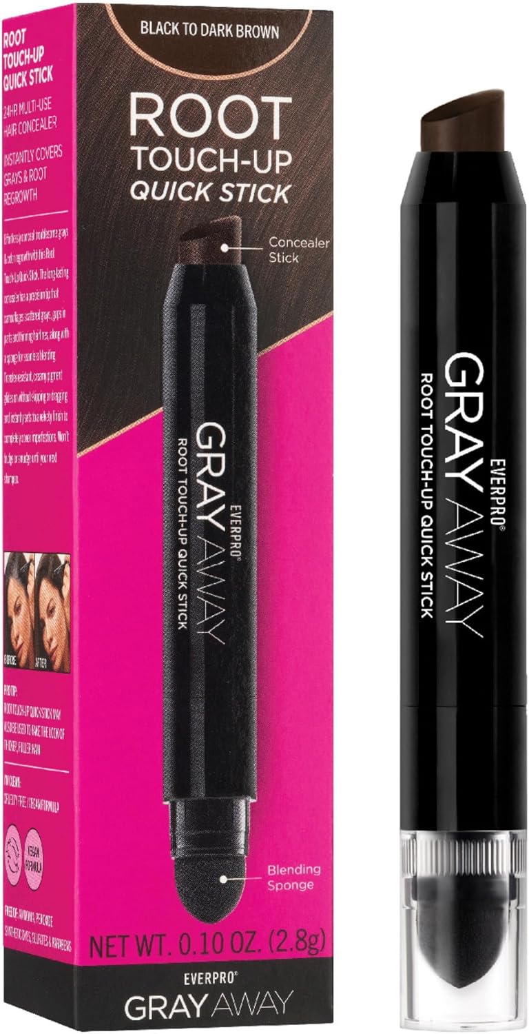 EVERPRO Gray Away Root Touchup Quick Stick, Black/Dark Brown