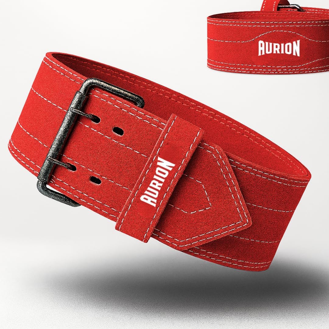 Aurion Genuine Leather Pro Weight Lifting Belt for Men and Women Durable Comfortable & Adjustable with Buckle | Stabilizing Lower Back Support for Weightlifting