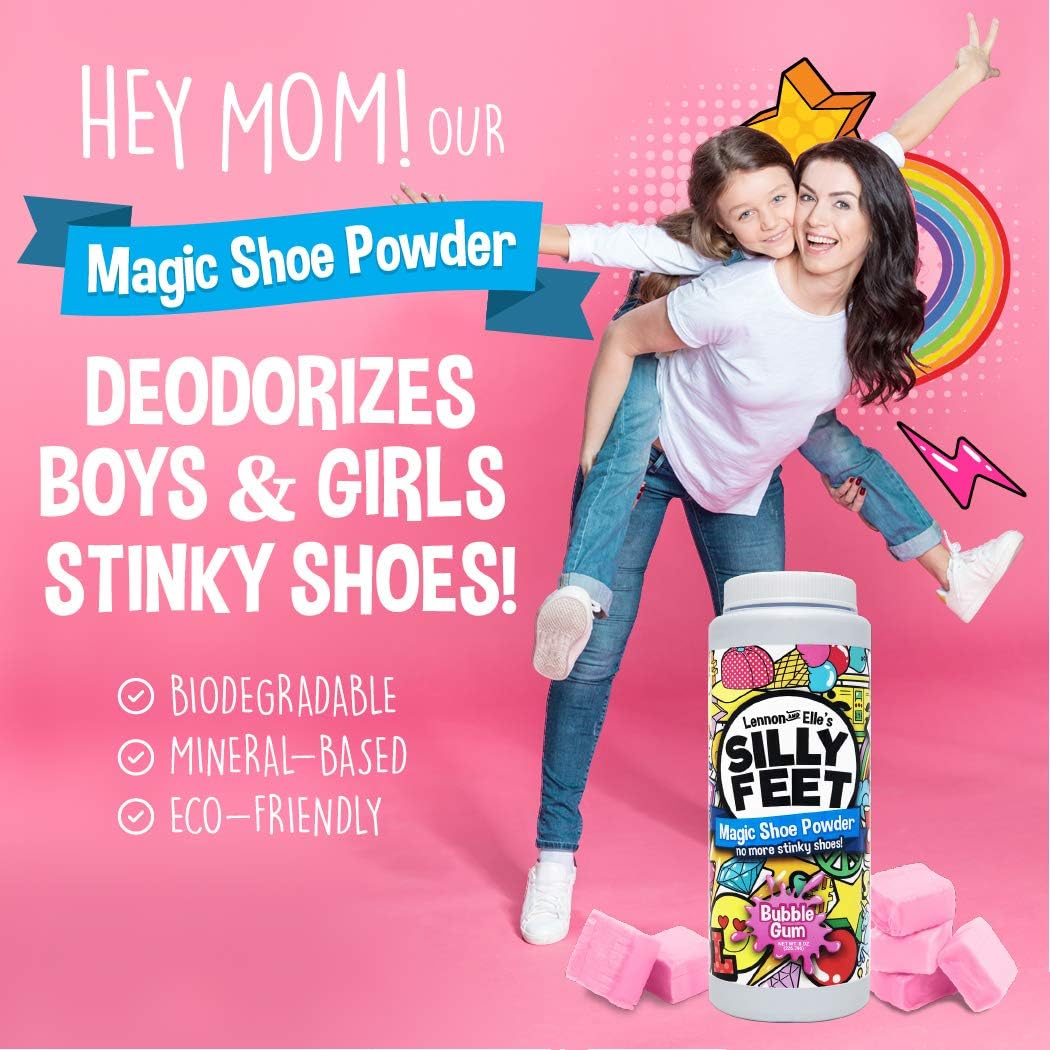 Silly Feet Magic Shoe Deodorizer Powder, Bubble Gum, 226.8 g