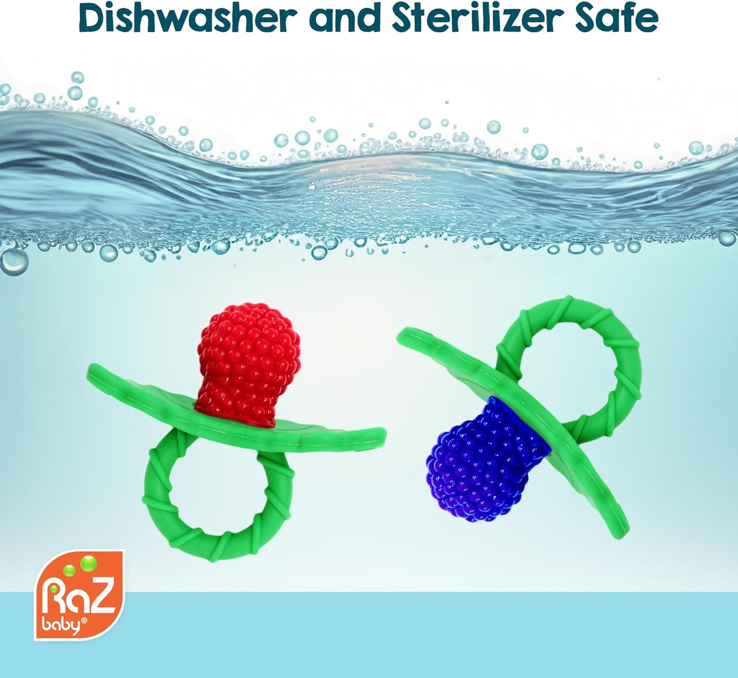 RaZberry Teether, 3m+, Soft Silicone, Pack of 2, Red and Blue