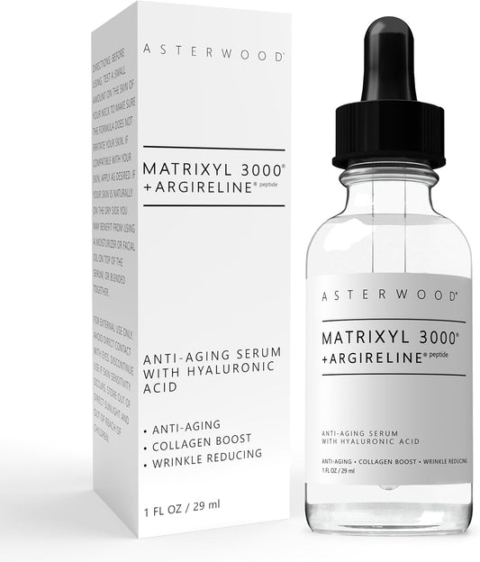 Asterwood Naturals Matrixyl 3000 + Argireline Serum w/Organic Hyaluronic Acid 