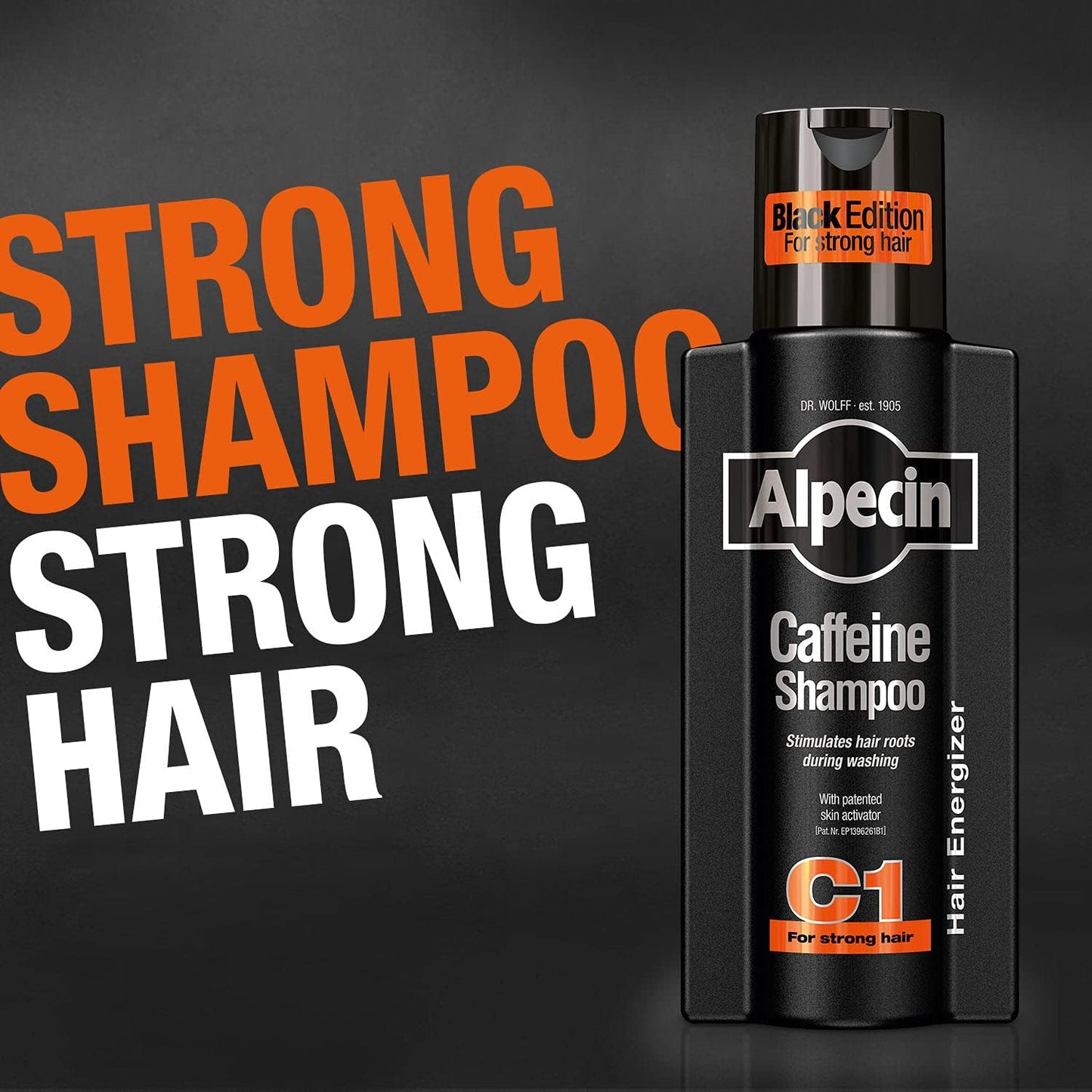 Alpecin Caffeine Shampoo C1 Black Edition, Men's Natural Hair Growth Shampoo, 250 ml