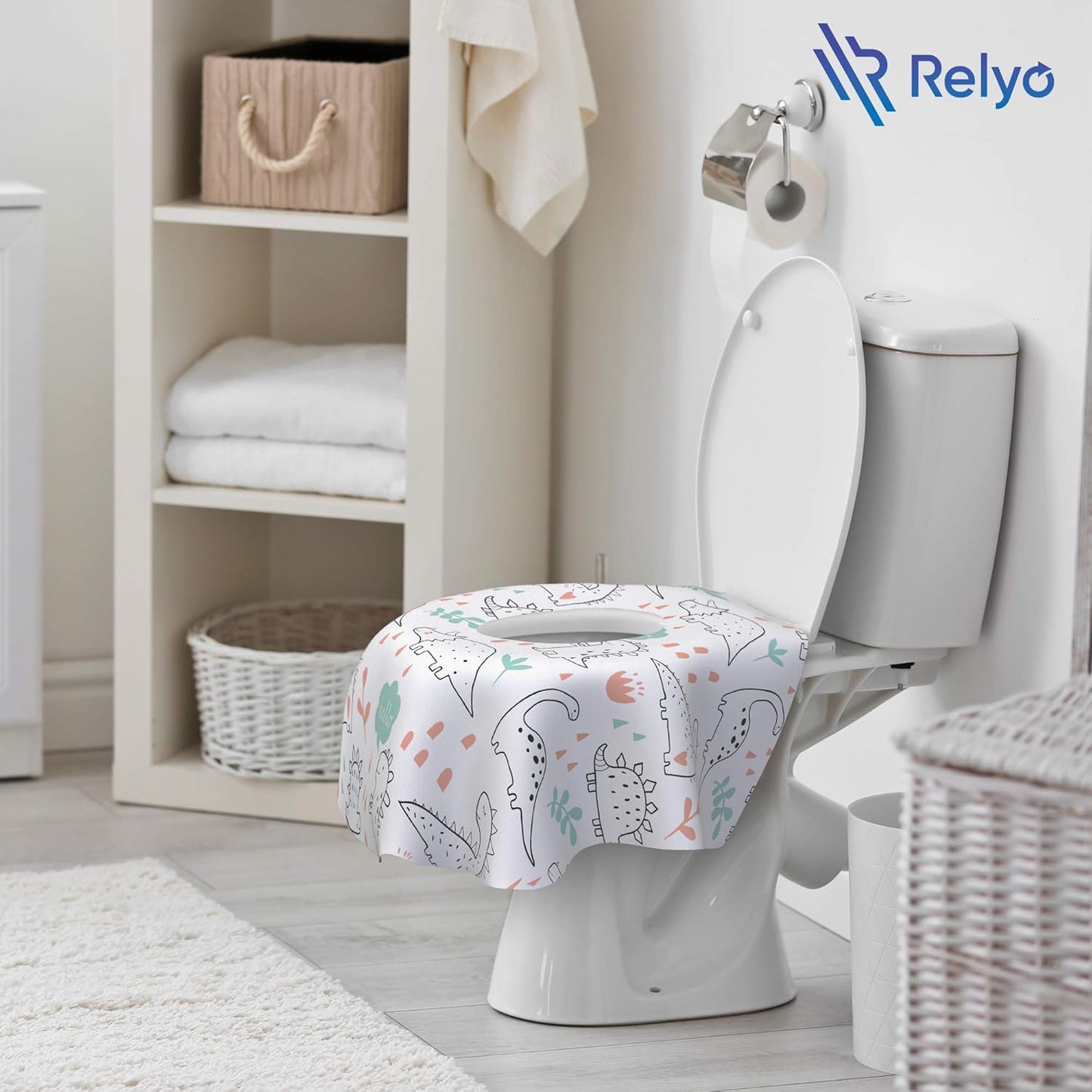 Relyo Toilet Seat Covers Disposable - 20 Pack - Waterproof (Dinosaurs)