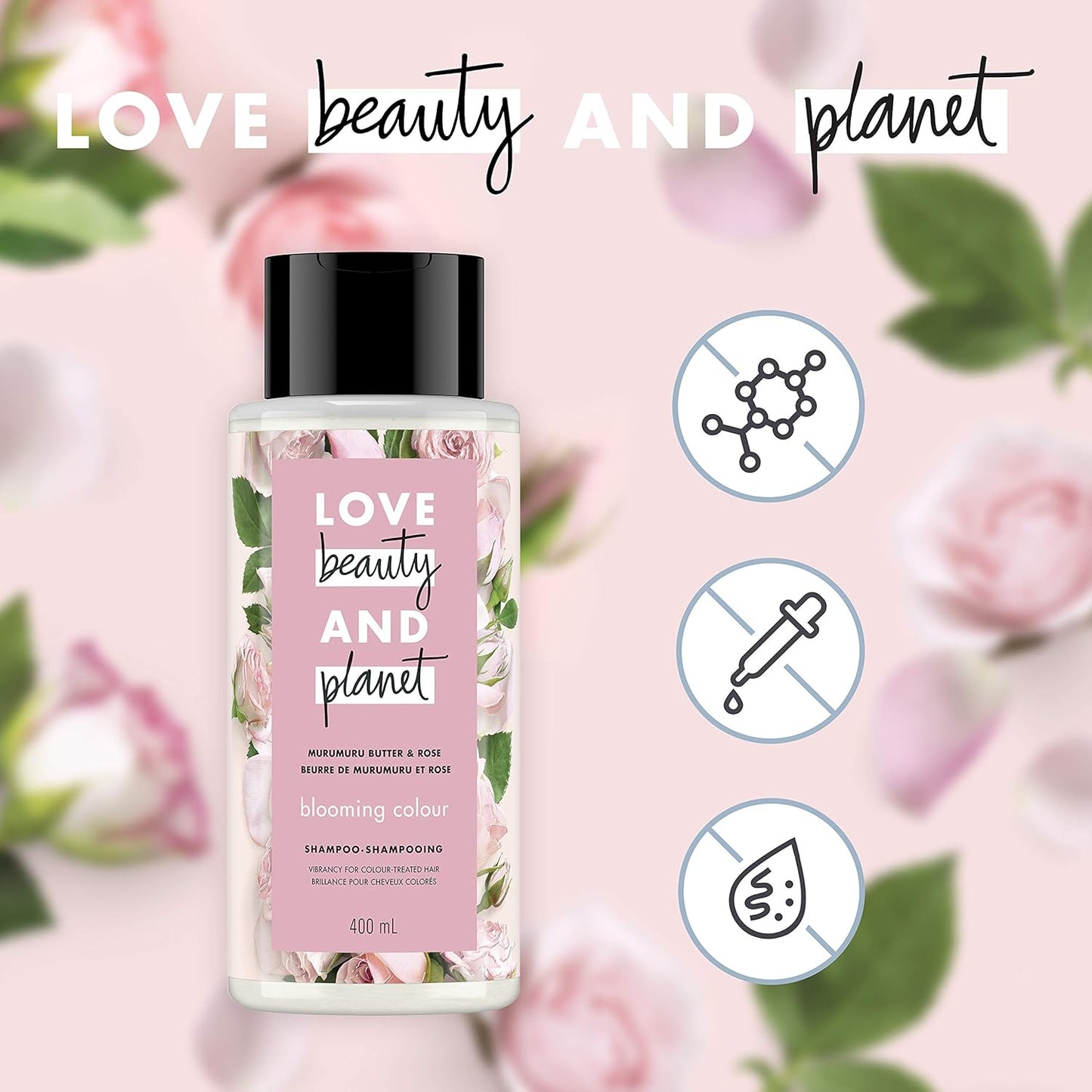Love Beauty and Planet, Muru Muru butter & Rose Blooming Colour Shampoo, 400 ml