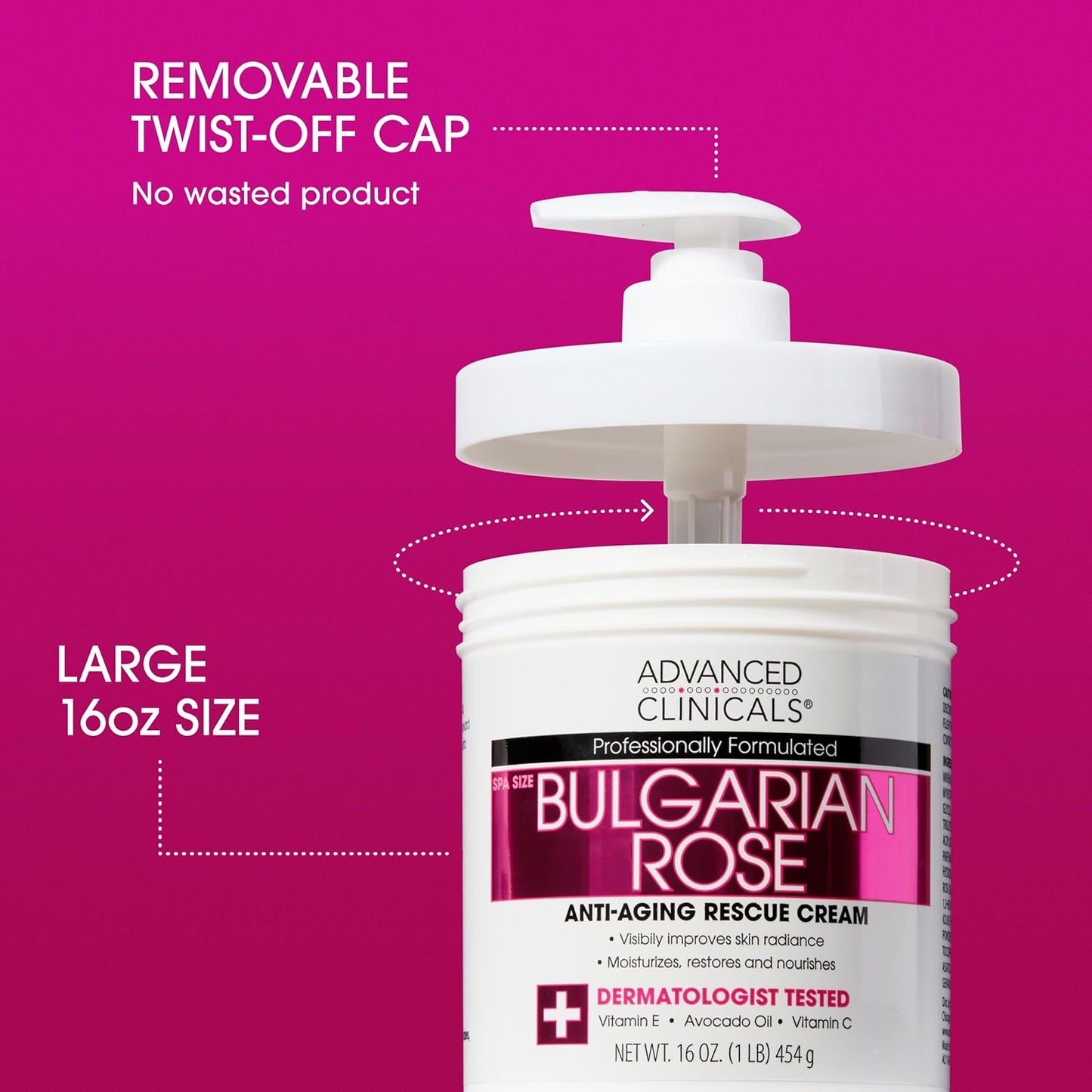 Advanced Clinicals Bulgarian Rose Anti-Aging Rescue Cream 454 g