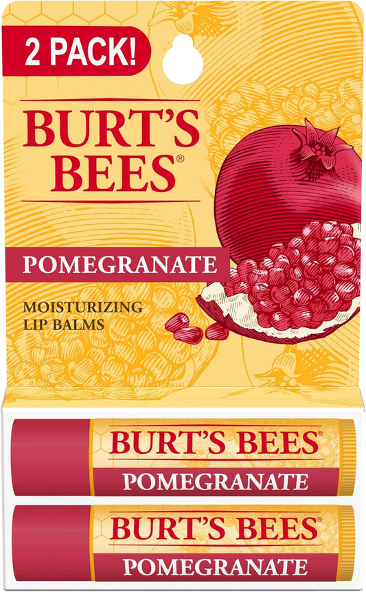Burts Bees Pomegranate Moisturizing Lip Balm Twin Pack for Unisex - 2 x 0.15 oz