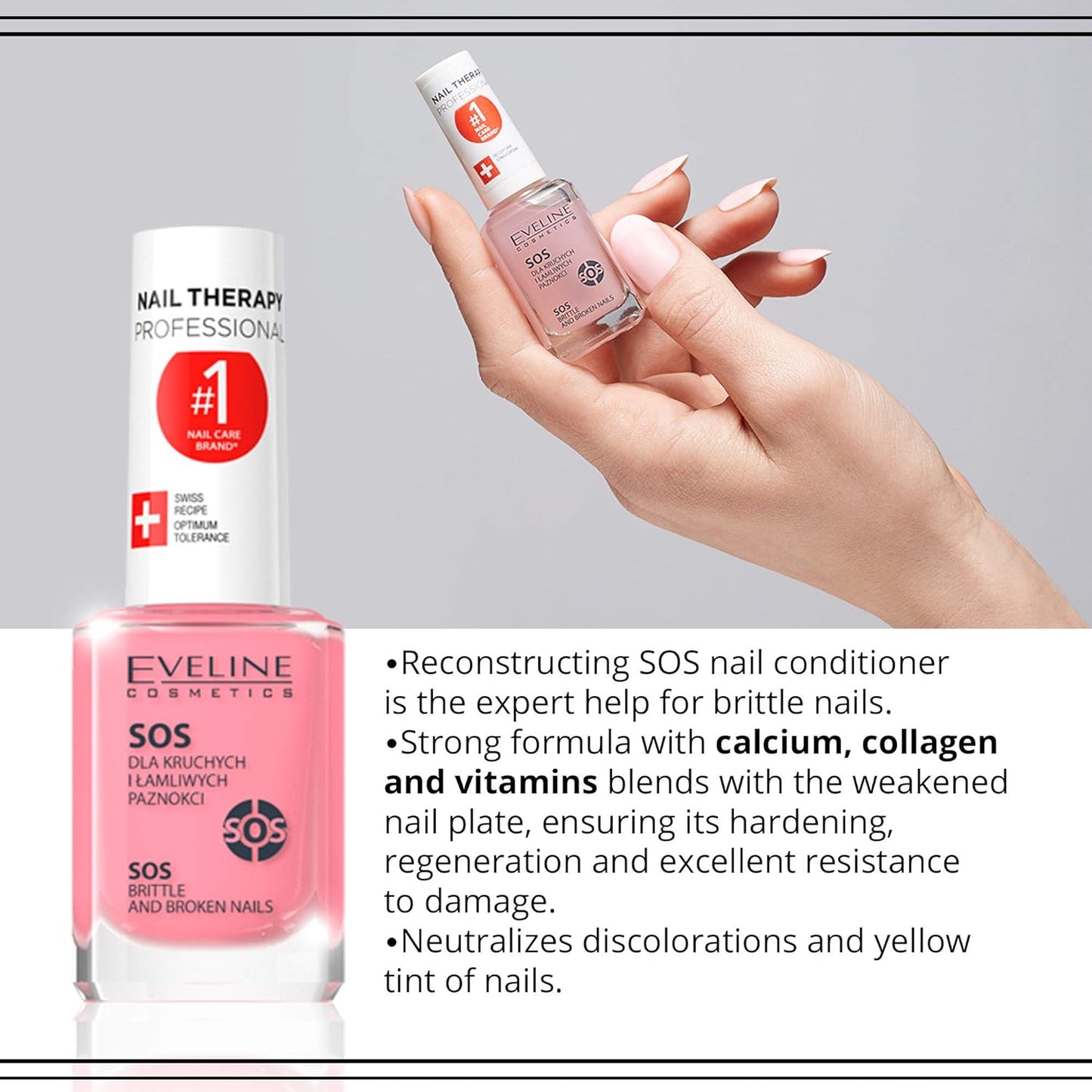 Eveline Cosmetics Nail Therapy Professional SOS, For Brittle & Broken Nails, 12 ml