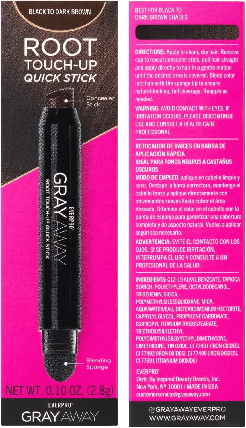EVERPRO Gray Away Root Touchup Quick Stick, Black/Dark Brown