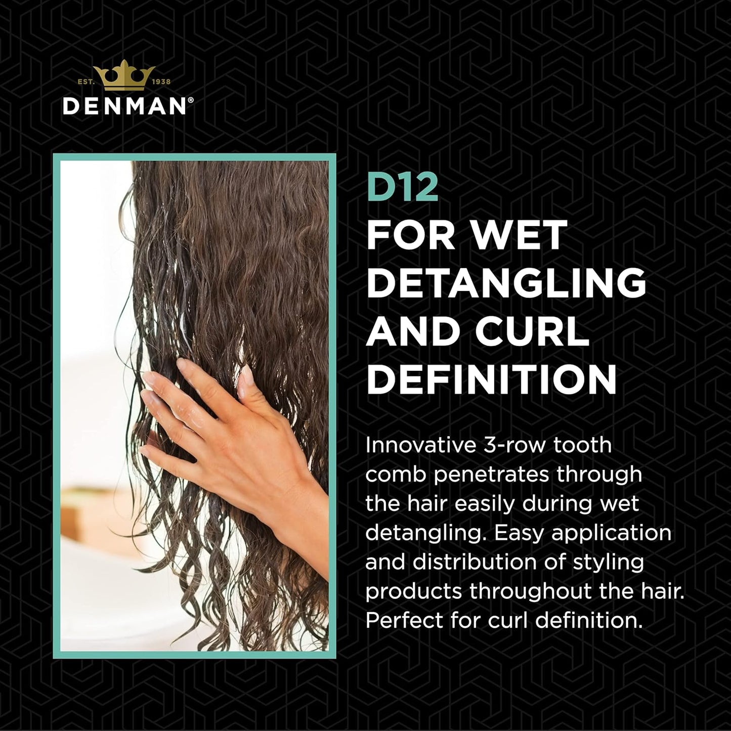 Denman D12 TAME & Tease Comb Blue