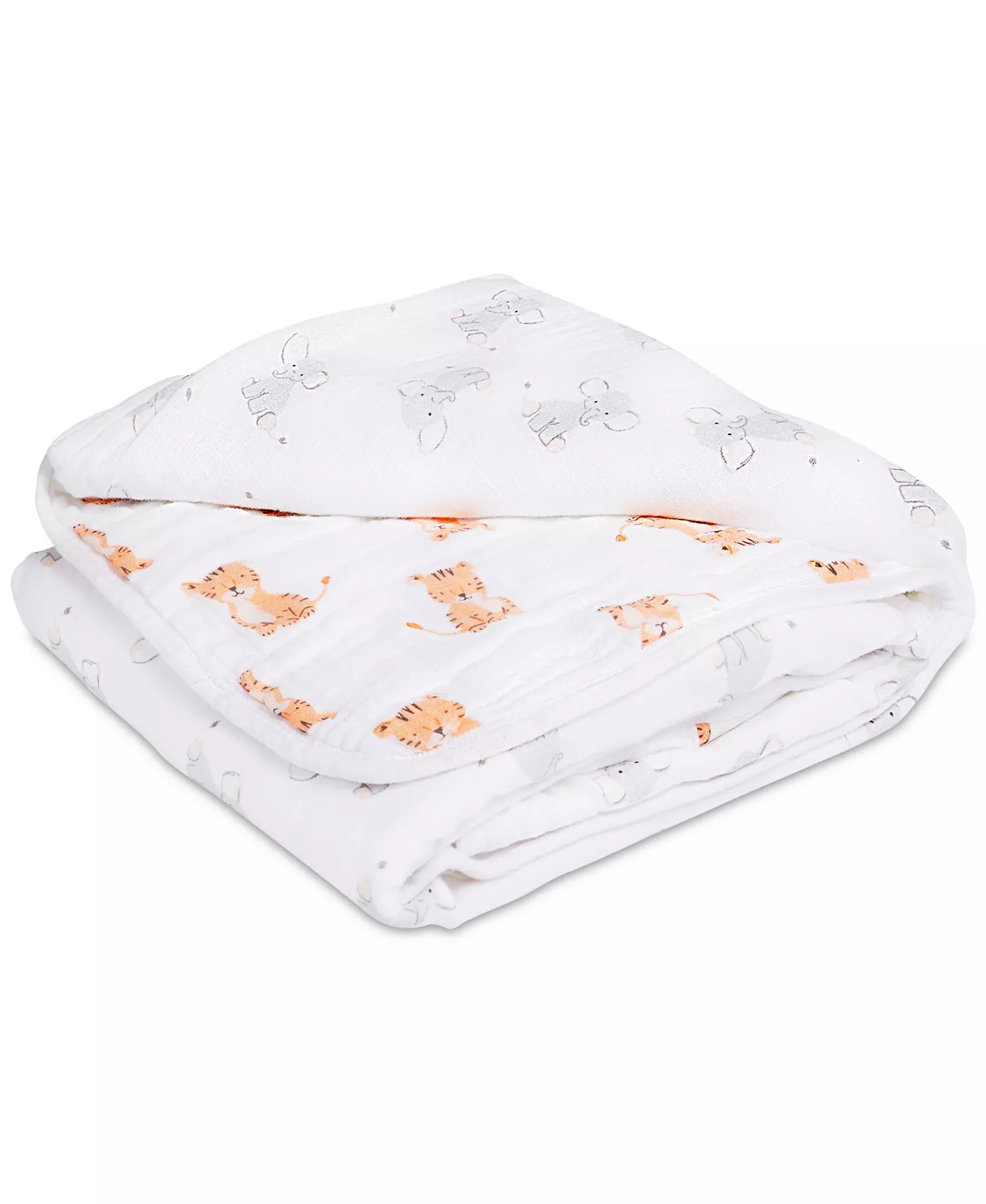 Aden + Anais Muslin Blanket, 100% cotton muslin, 112x112 cm Tigers and Elephants