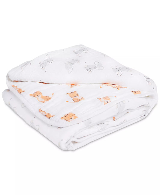 Aden + Anais Muslin Blanket, 100% cotton muslin, 112x112 cm Tigers and Elephants