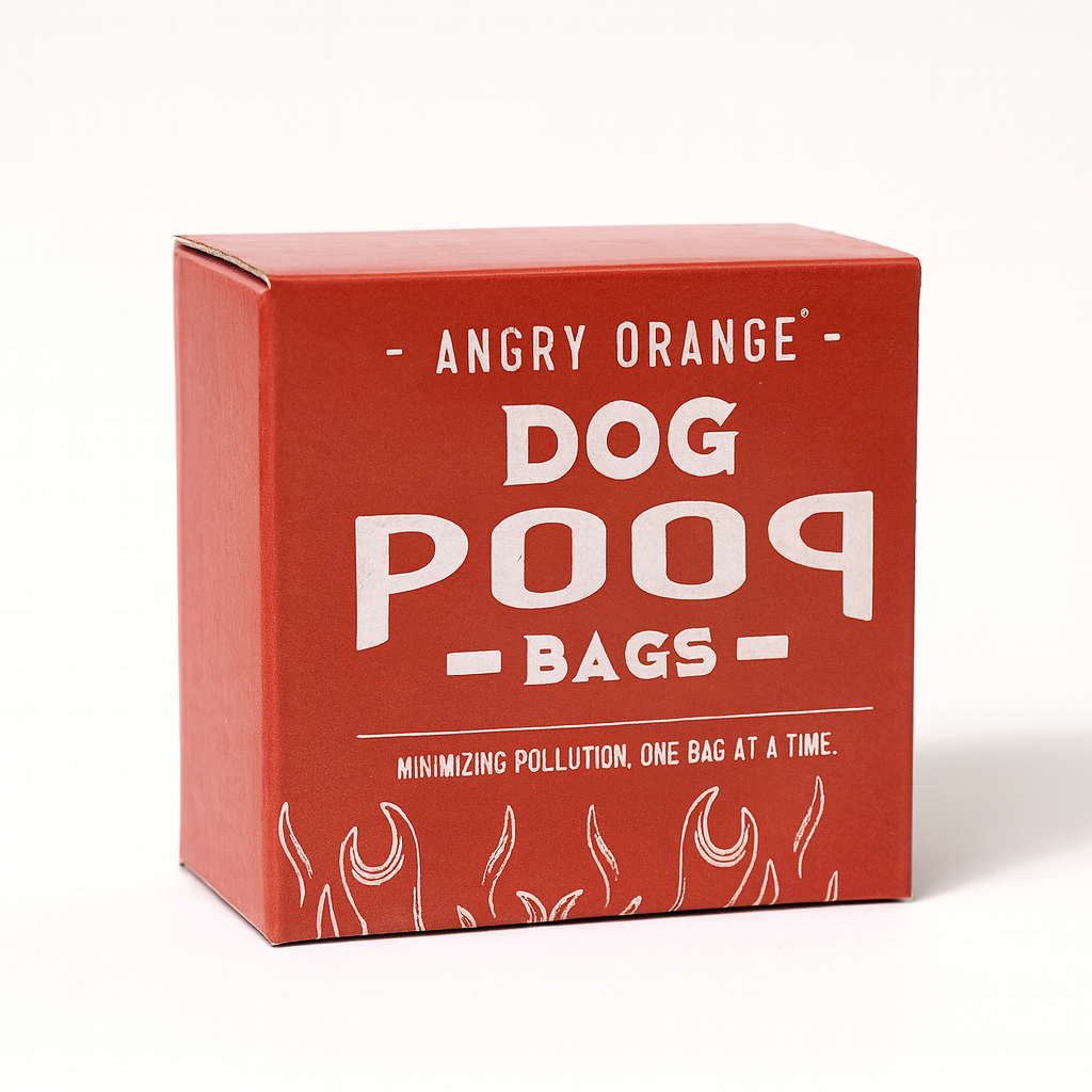 Angry Orange Dog Poop Bags, 8 rolls x 15 with dispenser