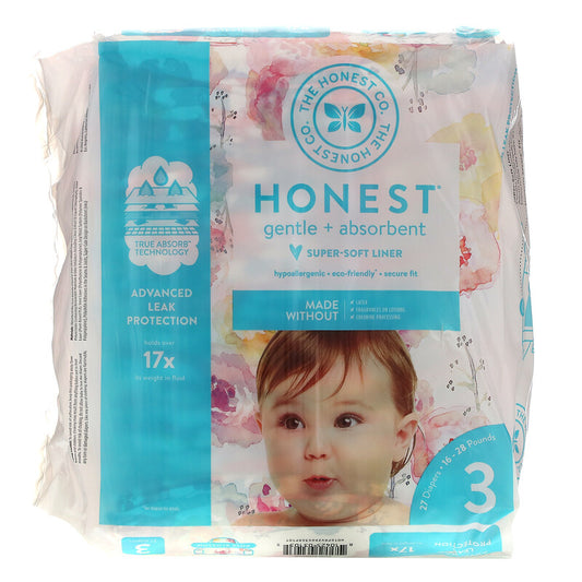 Honest Clean Conscious Diaper®, Rose Blossoms, Size 3, 27 diapers